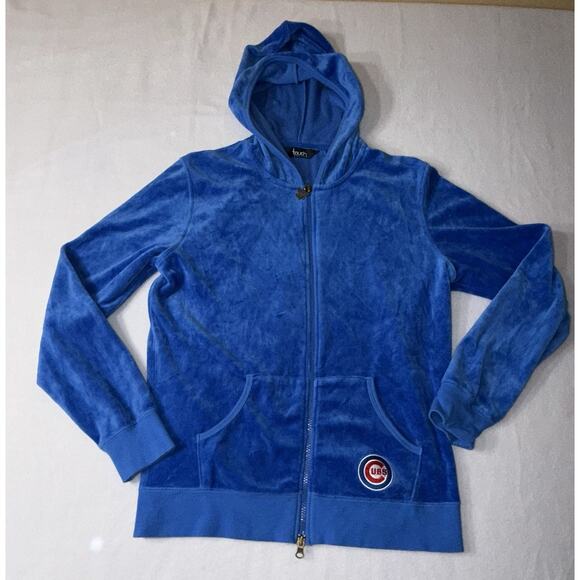 TOUCH ALYSSA MILANO MLB CHICAGO CUBS VELOUR JACKET BLUE Large - Picture 1 of 15